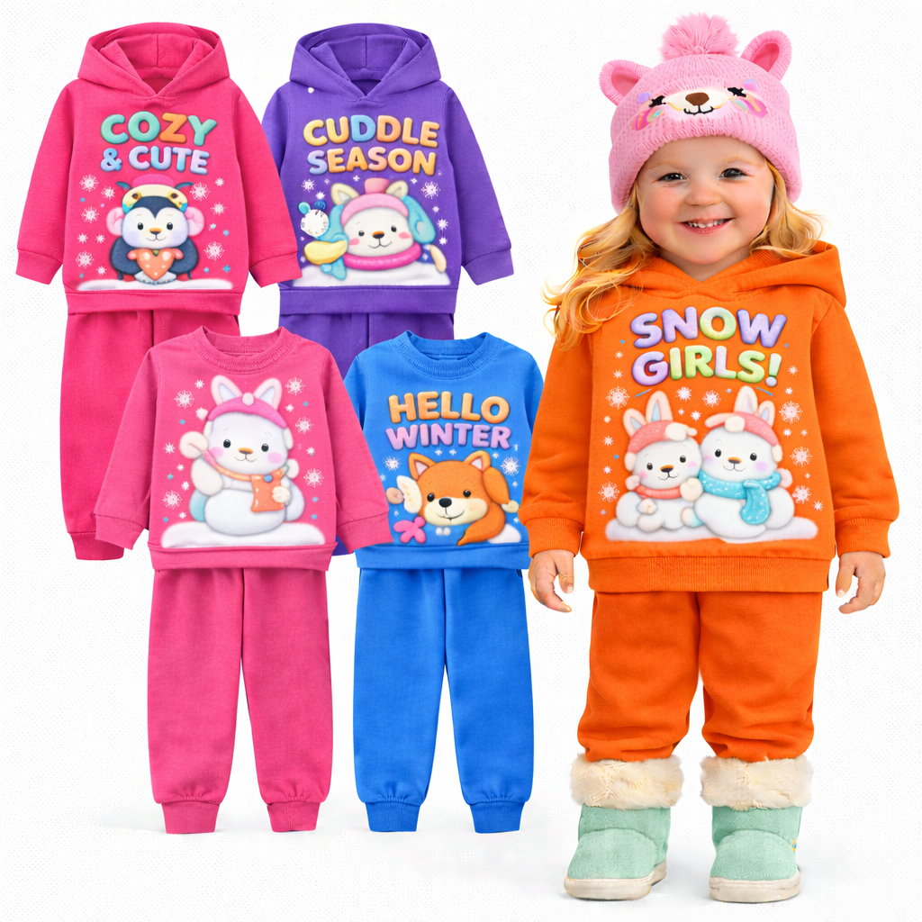 Kit Sortido 2 ou 6 Peças de Moletom Infantil Menina Inverno Conjuntos de Moletom Bebê Infantil Feminino Inverno
