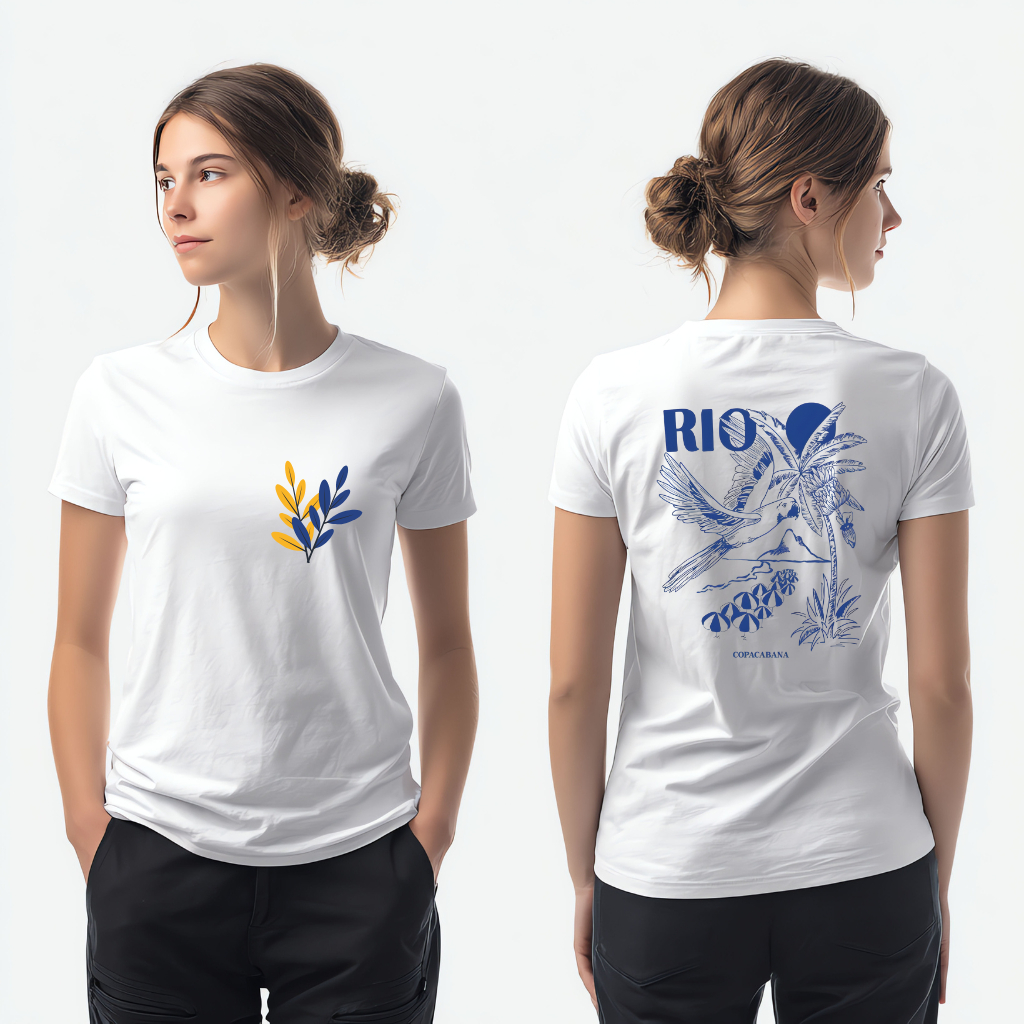 Camiseta Camisa Blusa Unissex Feminina Masculino Rio de Janeiro Estampada Algodão Branca