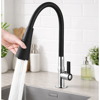 Torneira Gourmet Cozinha de Pia Mesa Bancada Flexível Dois Jatos Cone 1/4 de Volta Preta Gourmet em Oferta na Shopee