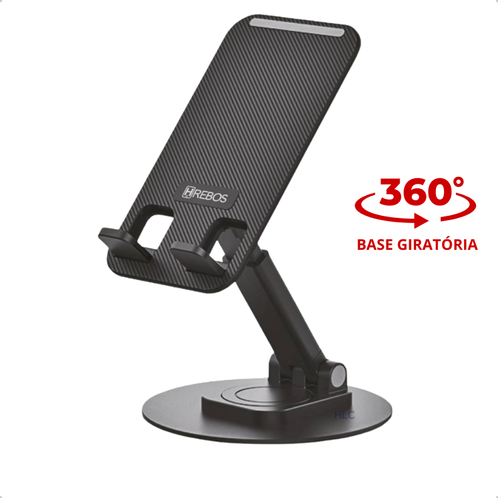 Suporte para Celular de Mesa Ajustável 360° Universal Dobrável Tablet e Smartphone Vários Ângulos