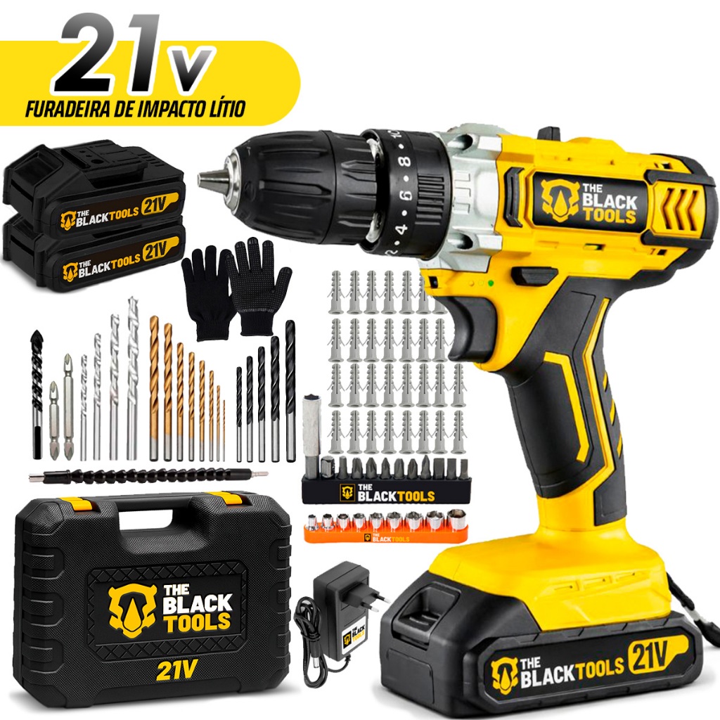 Parafusadeira Furadeira 21V Baterias Sem Fio Impacto Com Maleta Completo Broca Bits Maleta (110V/220V) em Oferta na Shopee