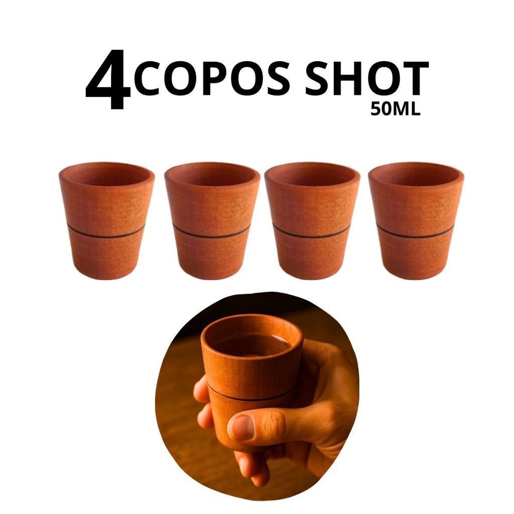 4 Copos de Cachaça em Madeira Rústica Pinga Caipirinha Copinho Vintage Taça Coquetel Doses Shot Aperitivos