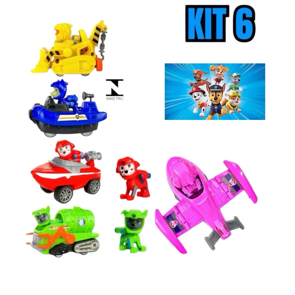 kit com 3/6 Carrinhos Fricção patrulha canina Cachorrinhos brinquedos Criança em Oferta na Shopee