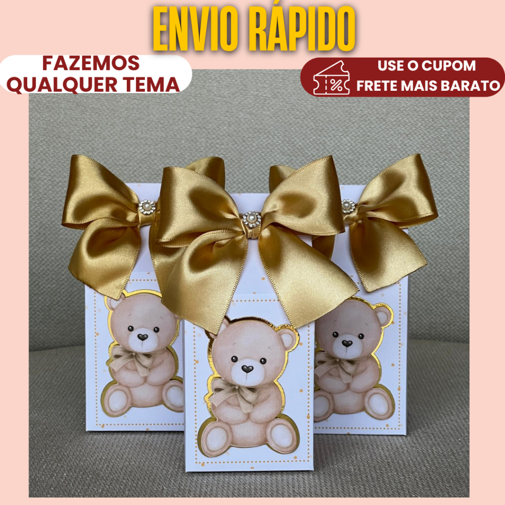 Lembrancinha Personalizada Caixa Milk Ursinho chá Revelação/ chá de fraldas |COM APLIQUE 3D/ Caixinhas - PEGUE E MONTE