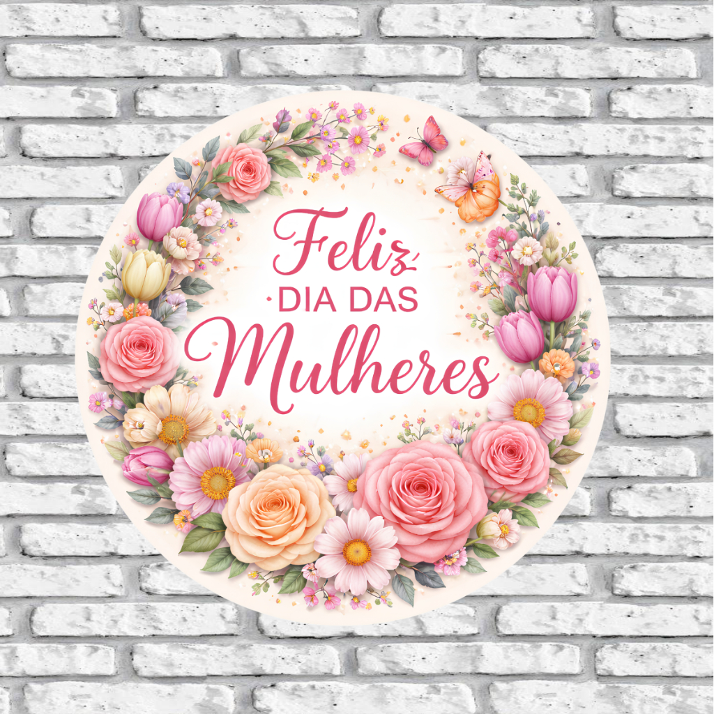 PAINEL DIA DAS MULHERES REDONDO 1,50X1,50 EM TECIDO SUBLIMADO em Oferta na Shopee