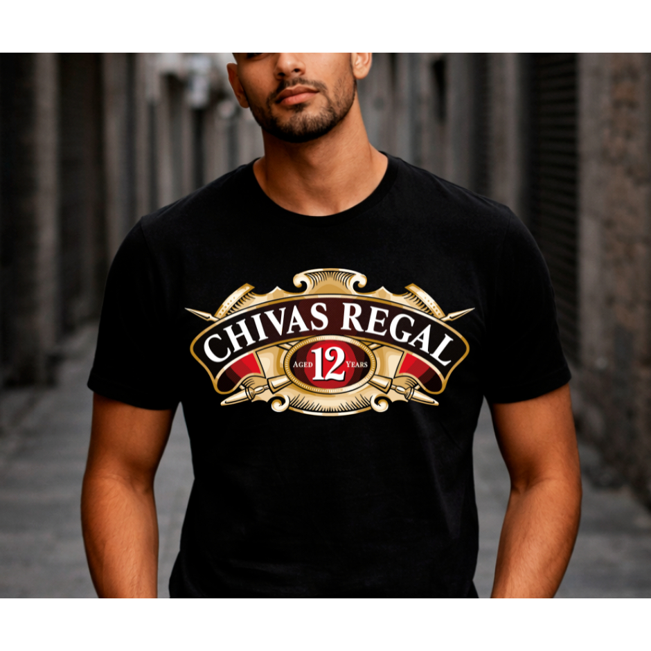 Camiseta CHIVAS REGAL Whisky Escocês Estilo Clássico Tradição Unissex Algodão