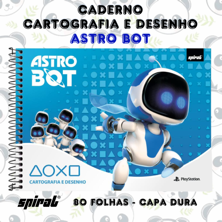 Caderno Cartografia e Desenho Capa Dura Astro Bot Playstation Sony 80 Folhas | Spiral