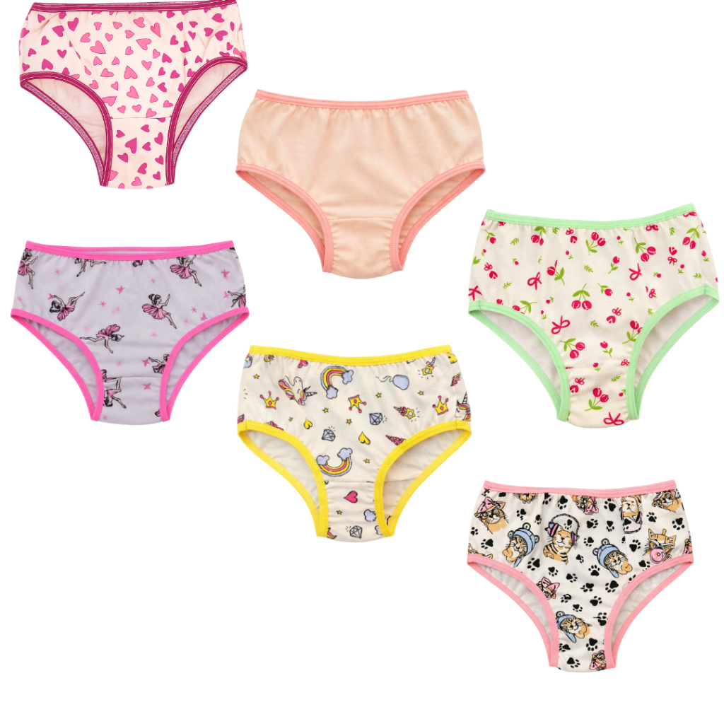 Kit Calcinha Infantil de algodão Estampada de 0 a 10 Anos Conforto Meninas Criança em Oferta na Shopee