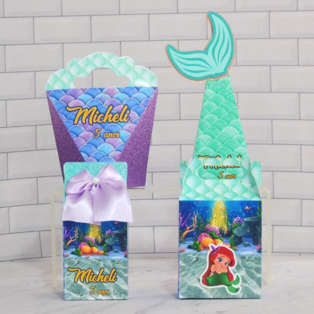 kit festa de aniversário Princesa Ariel Baby - lembrancinha - festa infantil - caixinha personalizada - Semi Montada