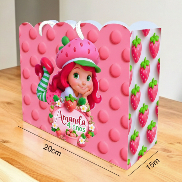 Sacolinha MORANGUINHO  Personalizado Sacolinha Lembrancinha Aniversário MORANGUINHO  pegue e monte