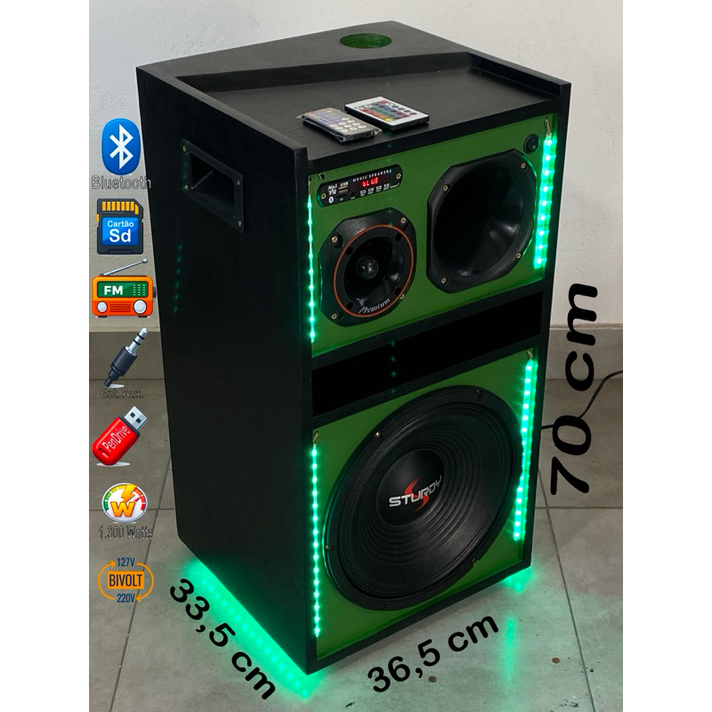 Caixa de Som Bob Bluetooth Ativa 12 Polegadas | Estilo Único | Pronta Entrega | verde