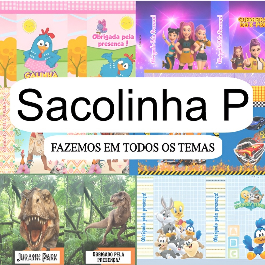 Sacolinha Surpresa Personalizada Lembrancinha DIVERSOS TEMAS - Festa Infantil