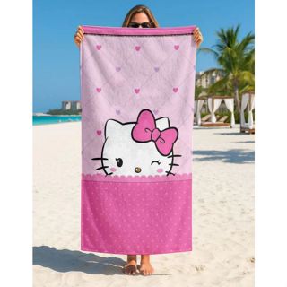 Toalha de Banho Praia Grande Temática Hello Kitty 1,40x70cm em Oferta na Shopee