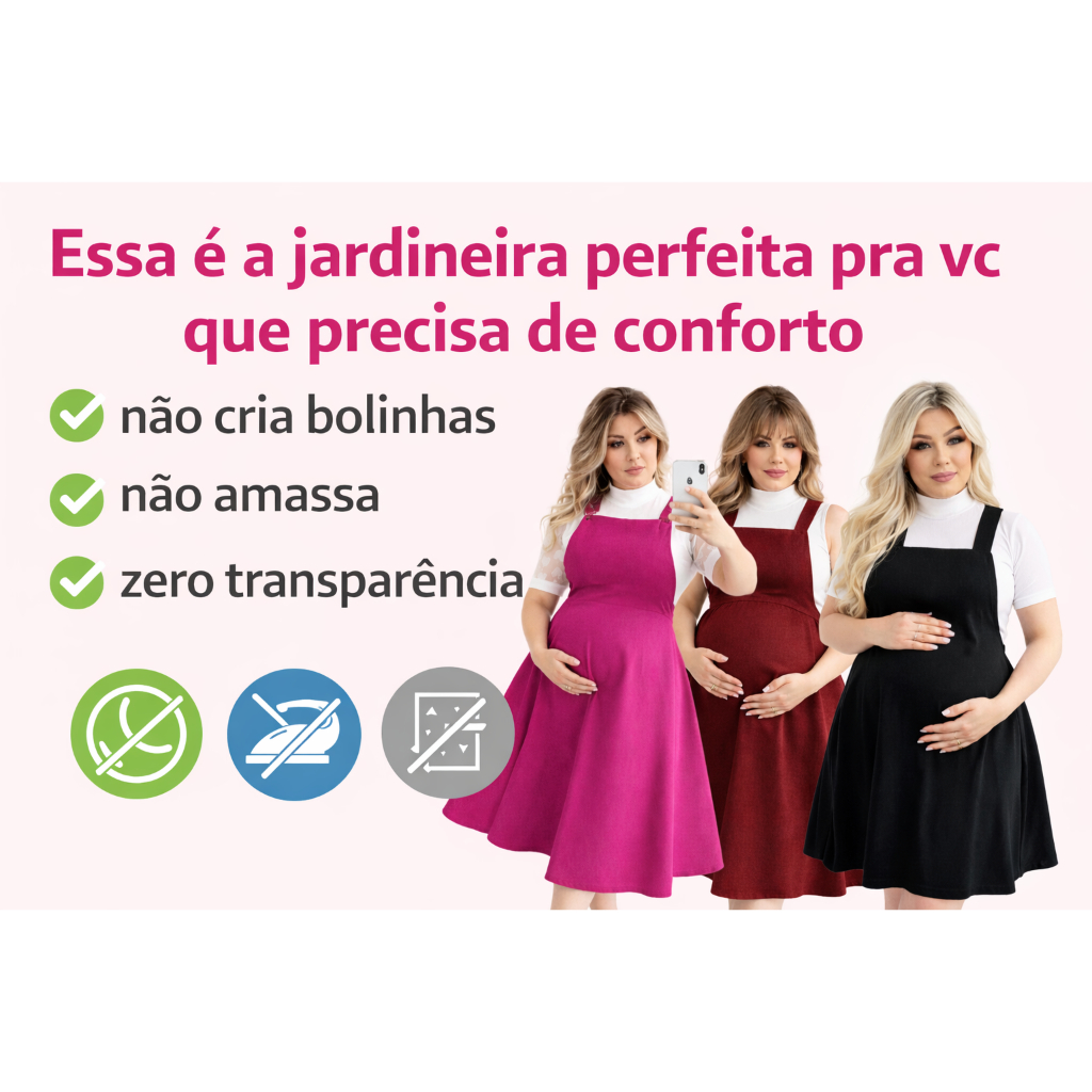 Vestido Gestantes Grávidas Amanentação Rodado Jardineira Salopete Confortável Moda Evangelica Plus Saida de Maternidade