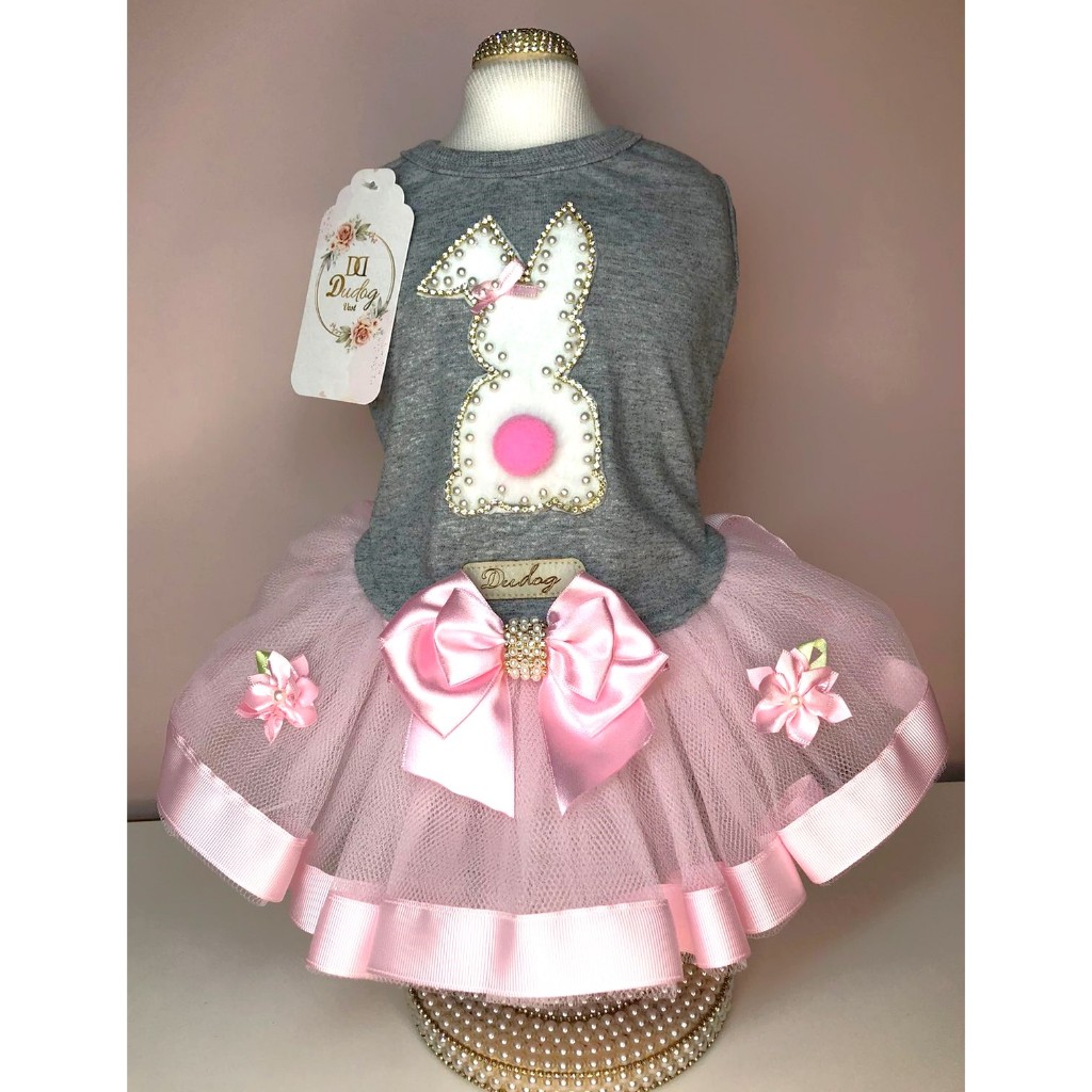 Vestido para Cachorro Coelho Mescla Páscoa Dudog