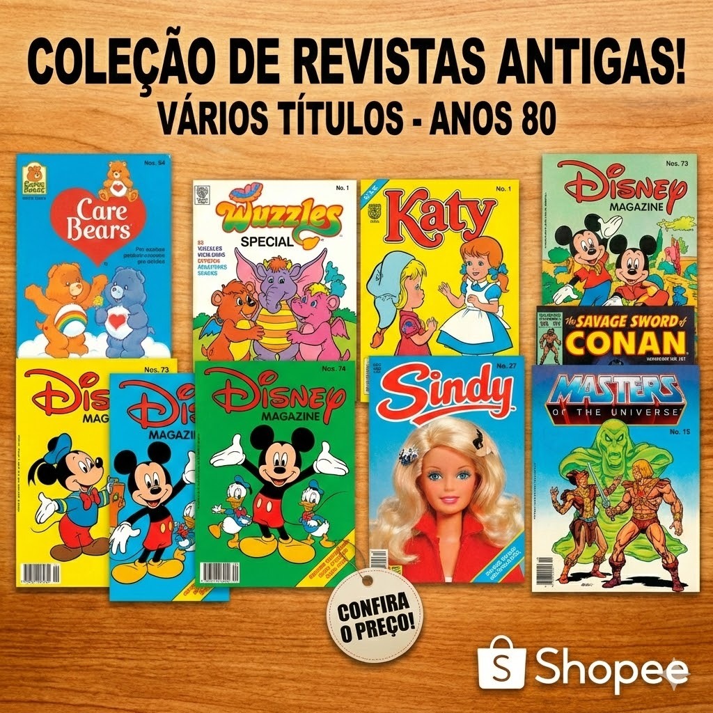 Revistas Antigas Anos 80 - Disney, He-Man, Conan,  Katy, Acorn Green, Ursinhos carinhos, barbie Muppets