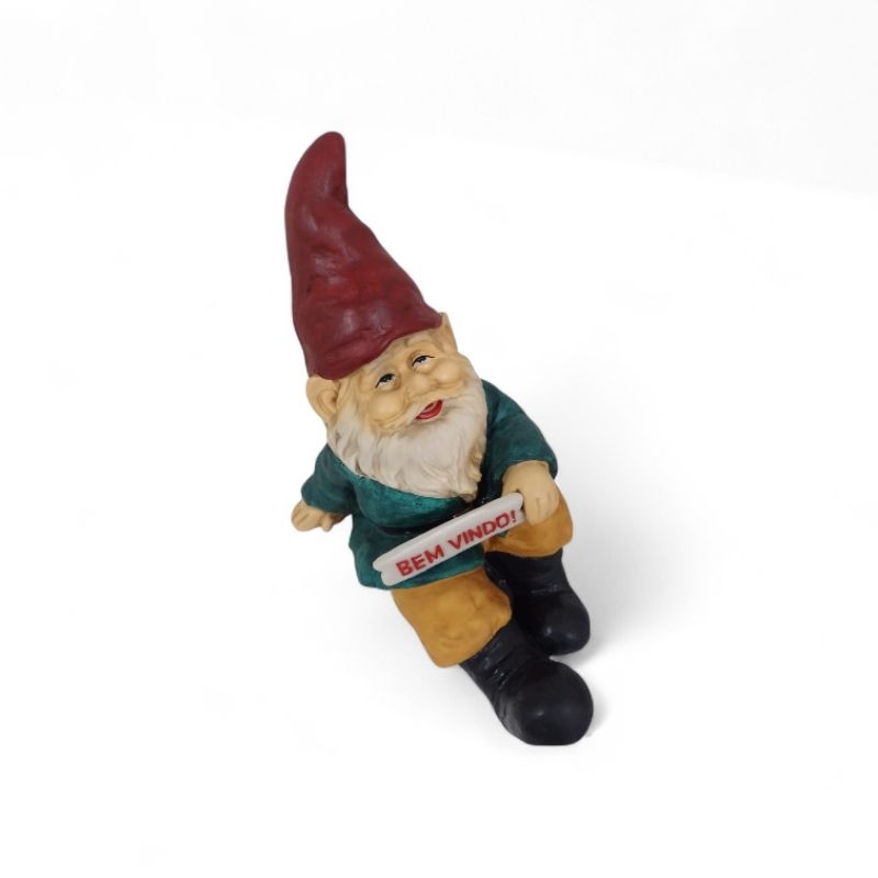 Duende gnomo bem-vindo enfeite decoração para jardim