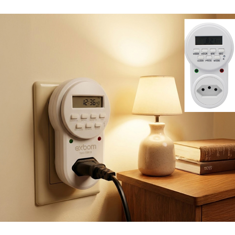 Timer Temporizador Digital [Bivolt] 18 Programações 2200 W Potência Com Display LCD E LED