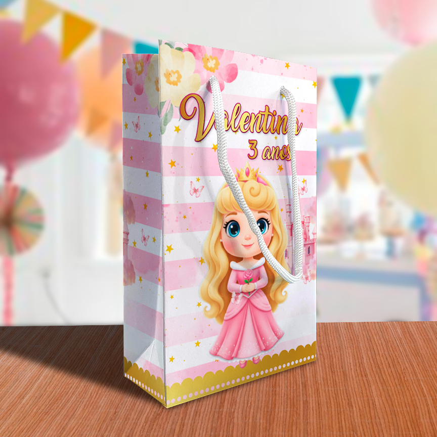 Sacolinha Bela Adormecida Cute Personalizada Festa Lembrancinhas Kit Festa Sacola Princesa Princesas