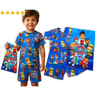 Pijama Menino Infantil PATRULHA CANINA AZUL Conjunto Manga Curta Personagem Meia Manga Dormir em Oferta na Shopee