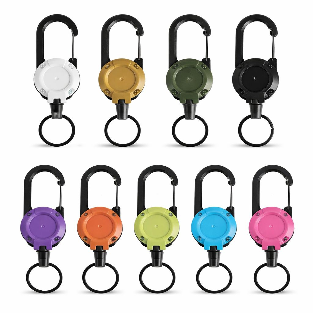 Chaveiro Mosquetão Retrátil Extensível 60cm Tático Anti Perda