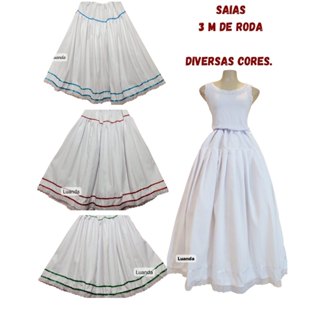 Saia Branca 3m Fitas Várias Cores Oxum Yemanja Ogum Caboclo Yansa Yao Yawo Umbanda Candomble em Oferta na Shopee