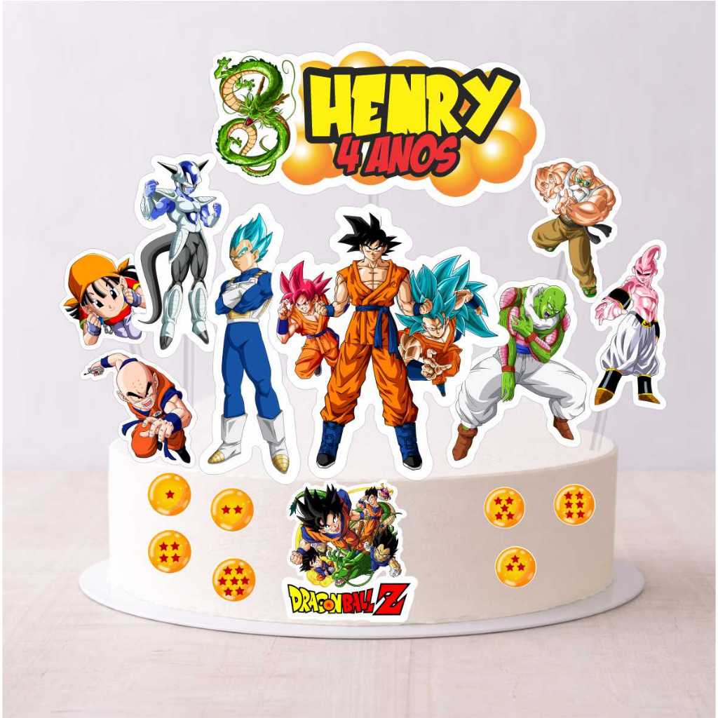 Topper Topo De Bolo Dragon Ball Z Personalizado