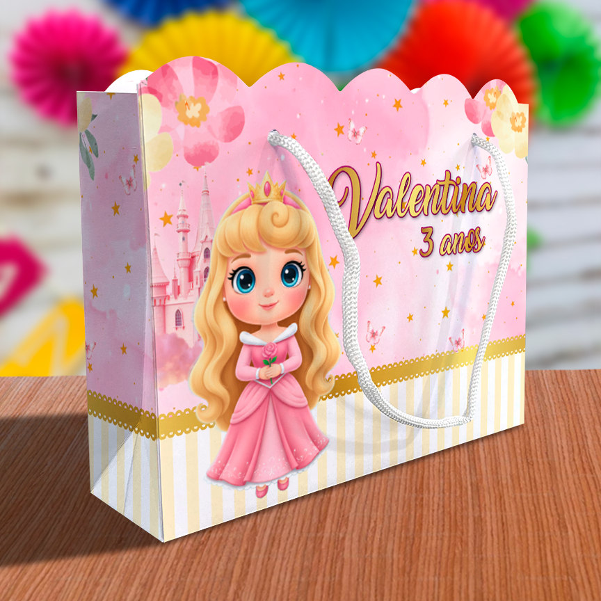 Sacolinha Ondulada Personalizada Kit Festa Bela Adormecida Cute  Lembrancinhas Kit Festa