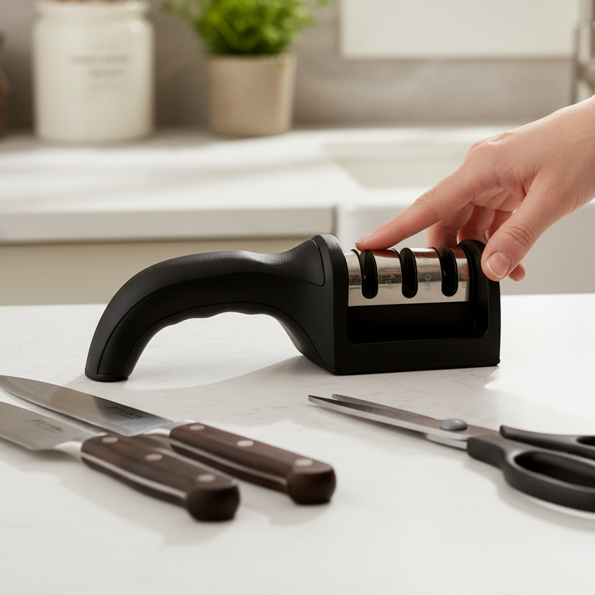 Amolador Afiador De Facas Em Aço Inox Profissional Com 3 funções  Amolar Afiar e Polir em Oferta na Shopee