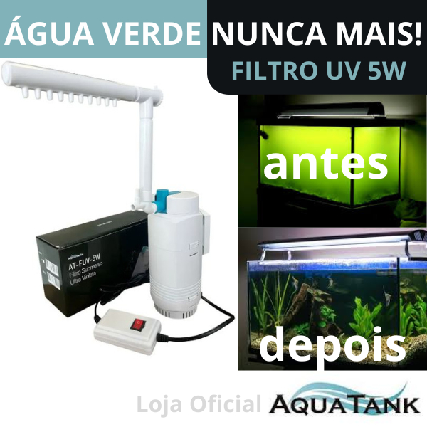Filtro Interno Aquatank UV 5W 800L/h – Adeus Água Verde e Turva no seu Aquario ou Lago!! em Oferta na Shopee