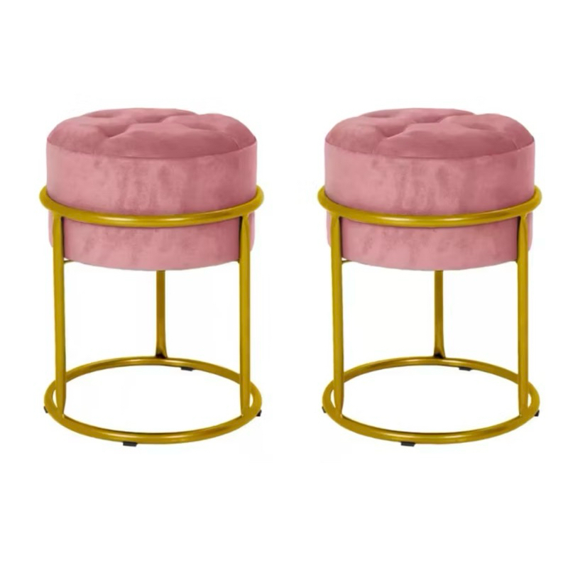 kit 2 Puff Argola De ferro Banqueta de Sala Quarto Penteadeira Decoração Escolha Sua Cor