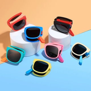 Óculos de sol infantis dobráveis ​​e de cores vibrantes, com proteção UV, fáceis de transportar e adequados tanto para m em Oferta na Shopee