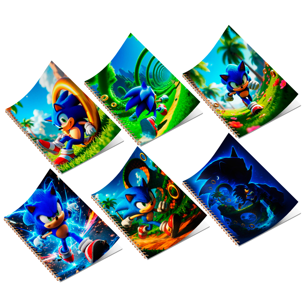 Adesivos Personalizado Capa para Caderno Sonic [ 07-12 ] Game Jogo Infantil Filme Ouriço Hedgehog