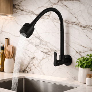 Torneira De Cozinha 2 FUNÇÕES DE JATO Flexível De Parede Preta Fosca ABS Resistente em Oferta na Shopee