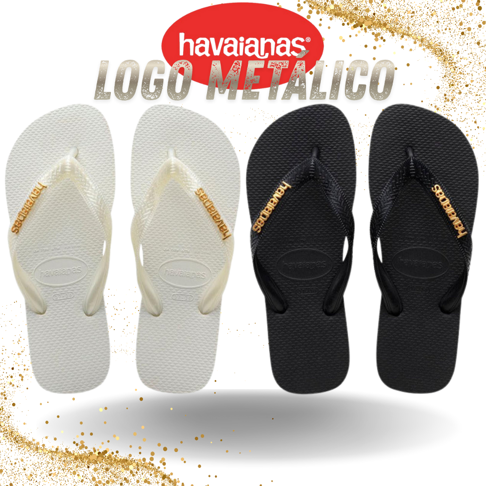 Chinelo Havaianas Top Logo Metálico em Oferta na Shopee