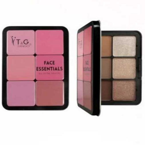 Kit 4 em1, Paleta de Contorno Blush, Iluminador E Po , Estojo De Lata, Da Tango