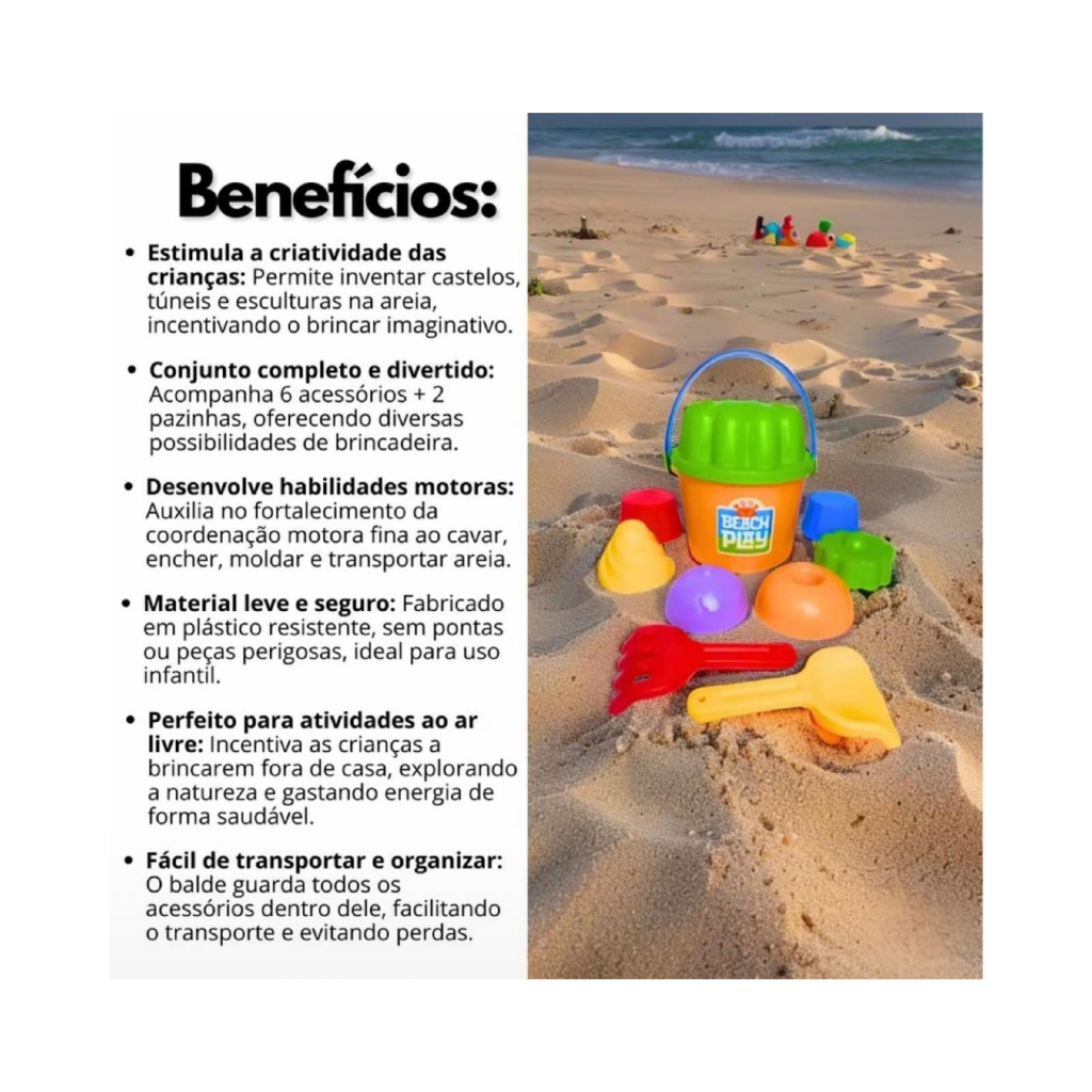 Baldinho e Castelinho de Areia – Brinquedo de Praia Infantil para o Verão