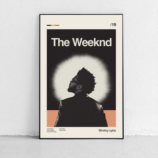 Quadros decorativos The Weeknd "Blinding Lights" Retrô Vintage Capa Single Arte Moderna (1 peça)