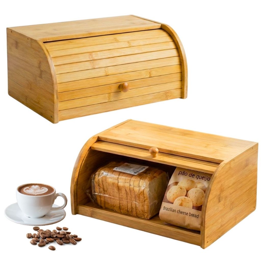 Porta Pão em Bambu Cozinha Armazenamento de Pães Ecoeden em Oferta na Shopee