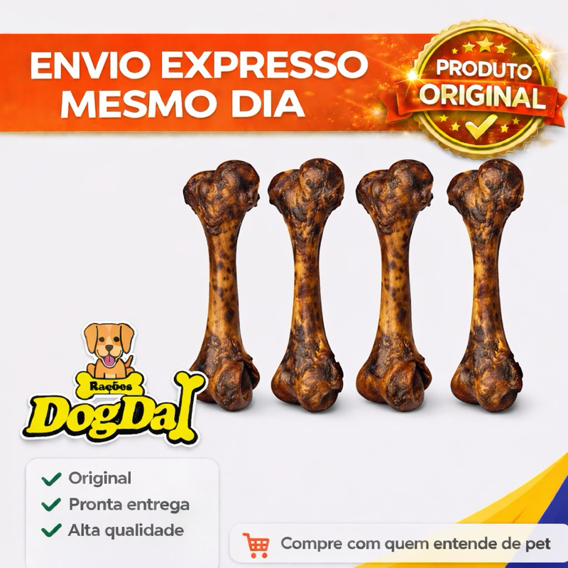 Osso Pet Femur Defumado Suino - Tamanho 22 CM - Para Cachorro