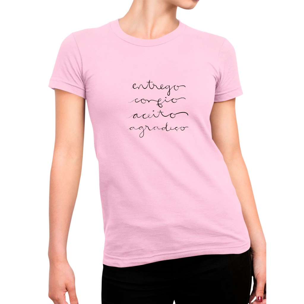 camiseta feminina babylook Ho’oponopono entrego confio aceito agradeço