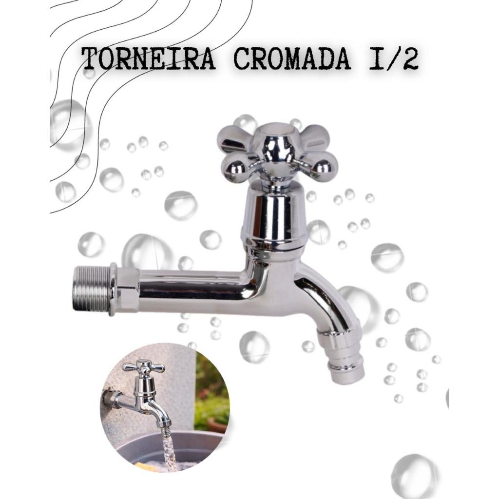Torneira Cromada 1/2 Utilidade Para Cozinha Lavanderia Garagem Quintal