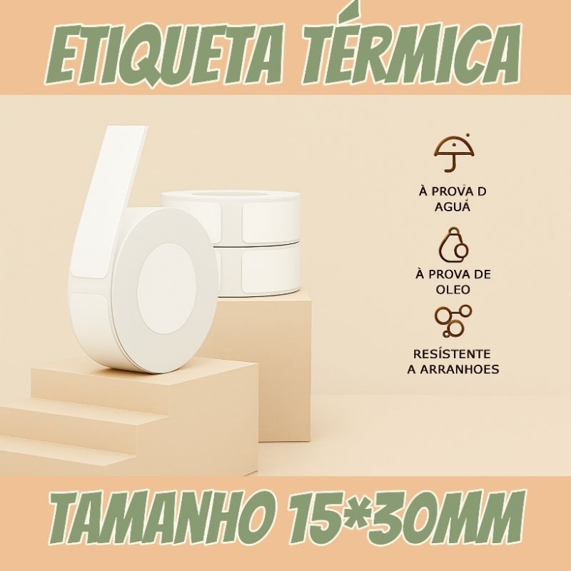 Etiqueta Térmica 15x30mm – Rolos para Mini Impressoras Térmicas Portáteis - Papel adesivo térmico