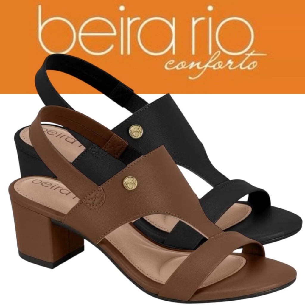 Sandália Beira Rio Feminina Salto Bloco Médio Conforto Casual Original em Oferta na Shopee