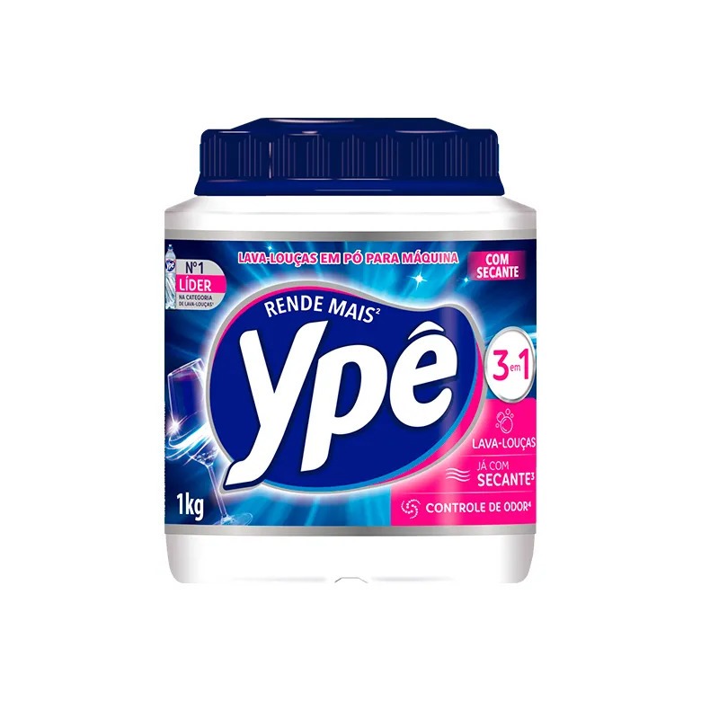 Imagem Lava Louças Ypê em pó 1kg ou 450g para Máquina Detergente. Escolha o tamanho do seu pote!