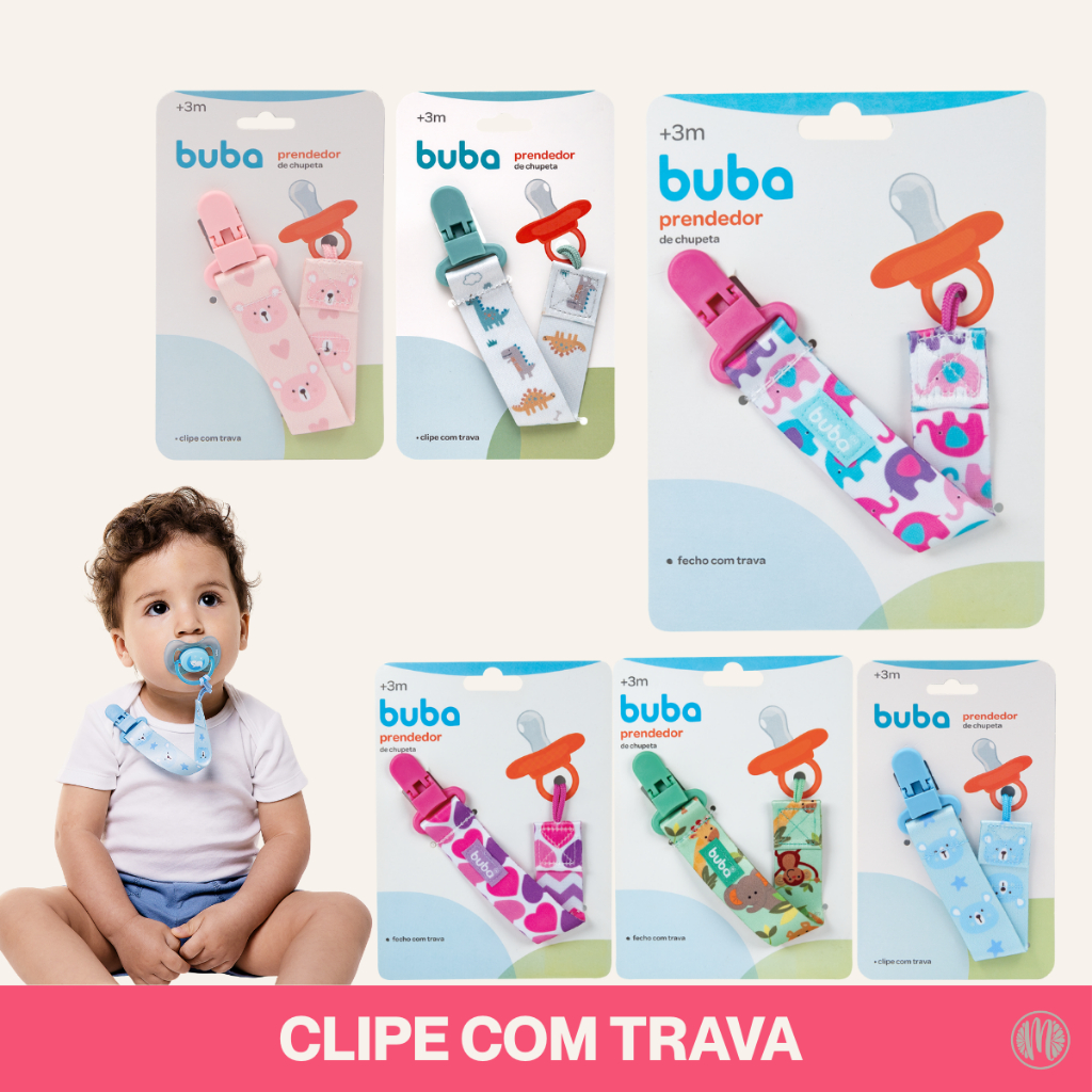 Prendedor De Chupeta Com Trava Clipe Buba Diversos em Oferta na Shopee
