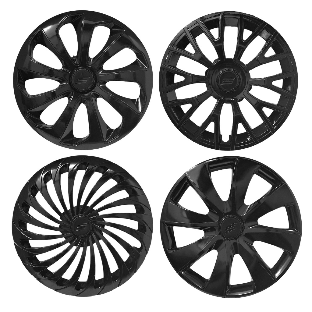 Jogo 4 Calotas PRETA Aro 13/14 Black Piano Fiat Chevrolet Volkswagen Ford Renault