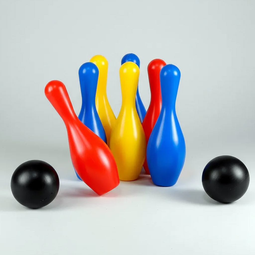 Boliche Infantil Mini Criança com 6 Pinos e 2 Bolas Plástico