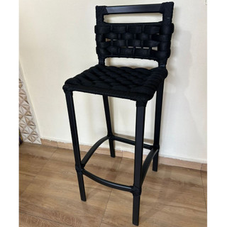 Banqueta alumínio e tricô náutico estilo modernidade e conforto balcão cozinha bancada área gourmet