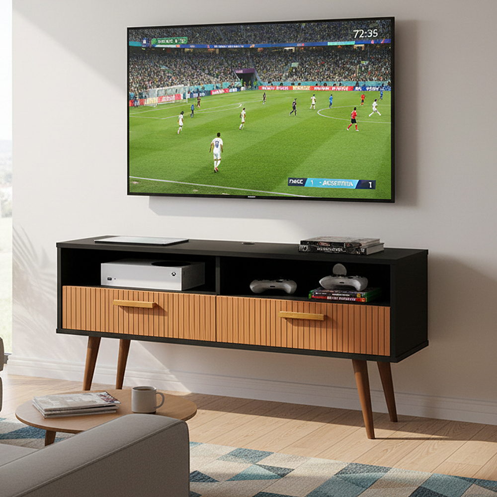 Rack Home Bancada com Pés 110cm Decoração Sala 2 Portas Varias Cores Painel TV